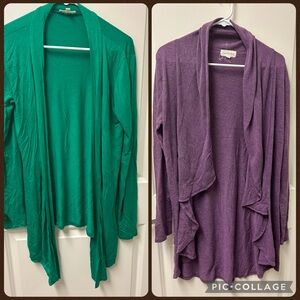 Women's Green and Purple Open Front Cardigans smalls